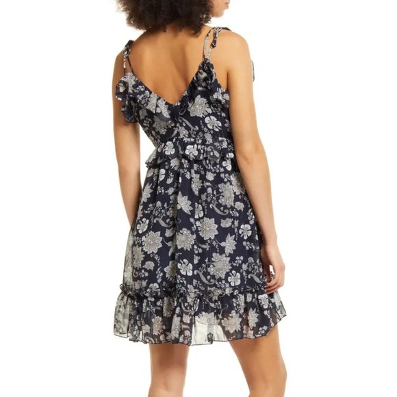 Chelsea28 Sleeveless Tiered Ruffle Mini Dress Blue Small - Picture 3 of 8